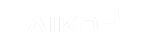 AIKO Logo in Weiß auf transparentem Hintergrund – Partnermarke von ETECH Schmid u. Pachler Elektrotechnik