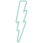 Blitzsymbol-Icon in türkis-grüner Linienzeichnung – Sinnbild für Elektrotechnik bei ETECH