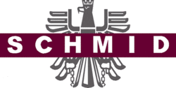 SCHMID-Logo mit grauem Adler-Wappen und dunkelrotem Schriftzug – ETECH Schmid Elektrotechnik